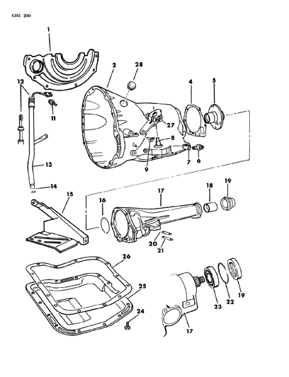 1985 Dodge Ram Van Case & Related Parts Diagram