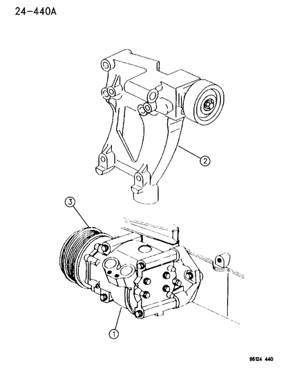 1996 Chrysler Sebring Convertible Compressor & Mounting Diagram