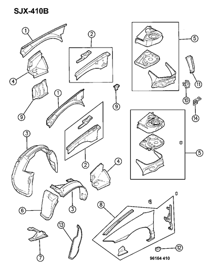 1996 Chrysler Sebring Convertible Fender & Shield Diagram