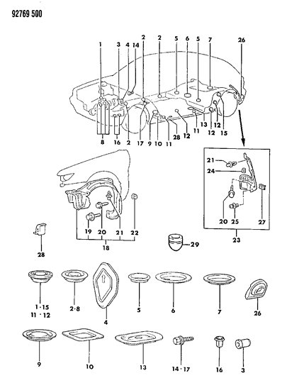 1992 Dodge Colt Plugs & Shield Diagram