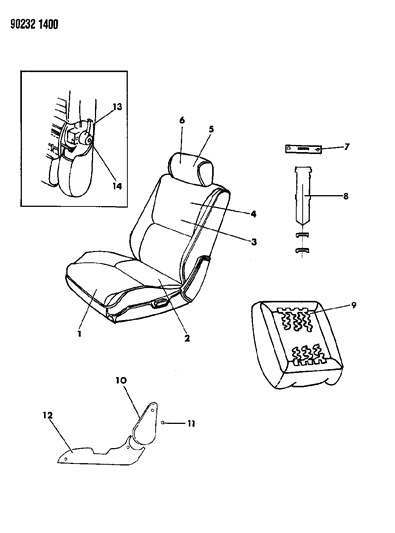 1990 Dodge Shadow Front Seat Diagram 1