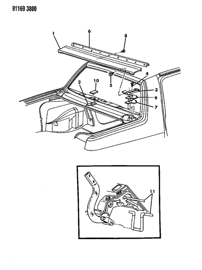 1991 Chrysler LeBaron Sedan Deck Lid Upper Panel Diagram