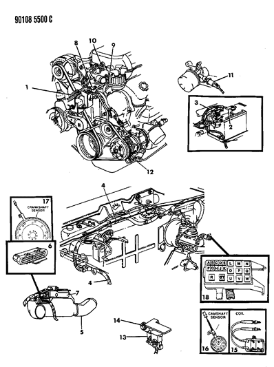 1990 Chrysler New Yorker M.A.P.-Sensor 2.2&2.5L Diagram for 4638256