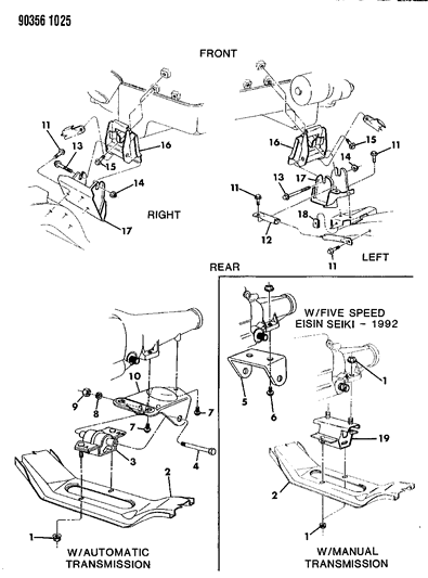 1991 Dodge Dakota Mount-Molded Diagram for 53008389