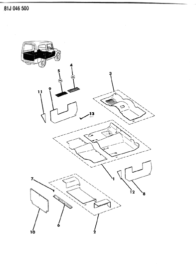 1986 Jeep Wrangler Carpets & Interior Trim Panels Diagram 2