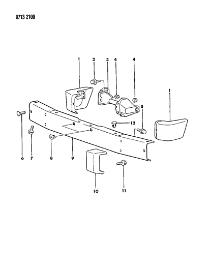 1989 Dodge Raider Bumper, Front Diagram