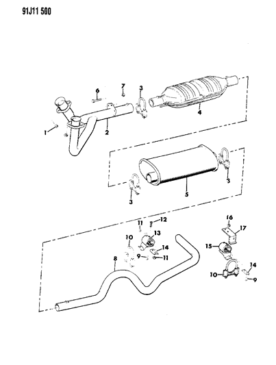 1991 Jeep Grand Wagoneer Exhaust System Diagram 1