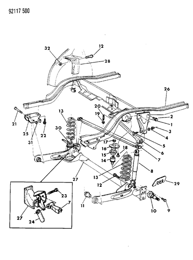 1992 Dodge Dynasty Suspension - Rear Diagram