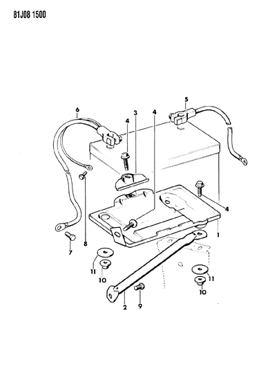 1986 Jeep J10 Battery Trays & Cables Diagram 2