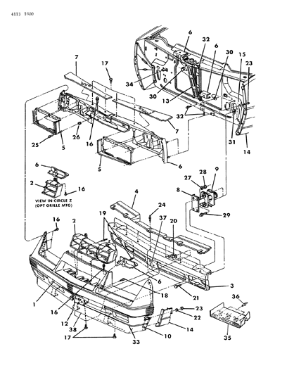 1984 Chrysler Laser Fascia, Bumper Front Diagram