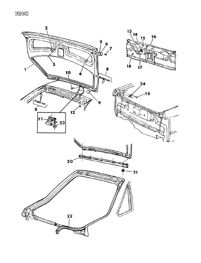 1985 Chrysler LeBaron GTS Liftgate Diagram