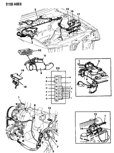 1991 Dodge Daytona Wiring - Engine - Front End & Related Parts Diagram