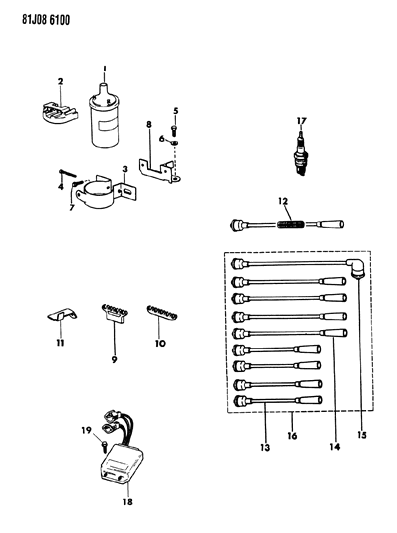 1986 Jeep J20 Coil - Sparkplugs - Wires Diagram 3
