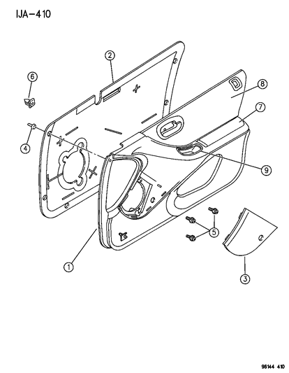 1996 Dodge Stratus Door Panels - Front Diagram