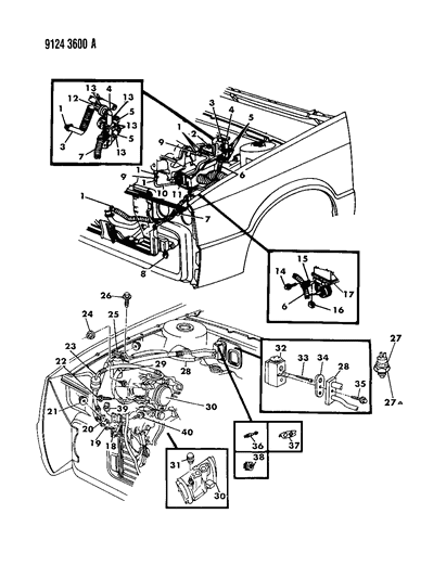 1989 Dodge Aries Plumbing - A/C & Heater Diagram