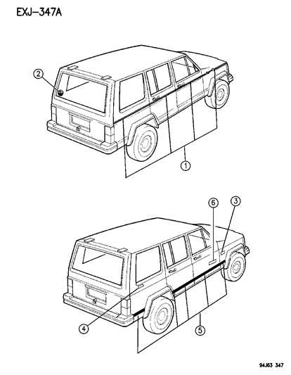 1996 Jeep Cherokee Decal-4X4 Diagram for 5FM62SA1