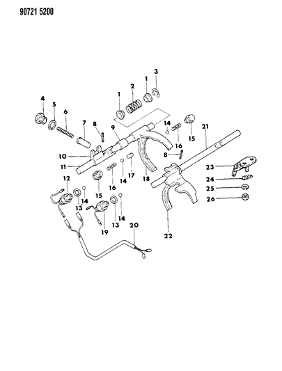 1990 Dodge Ram 50 Control, Shift Transfer Case Diagram