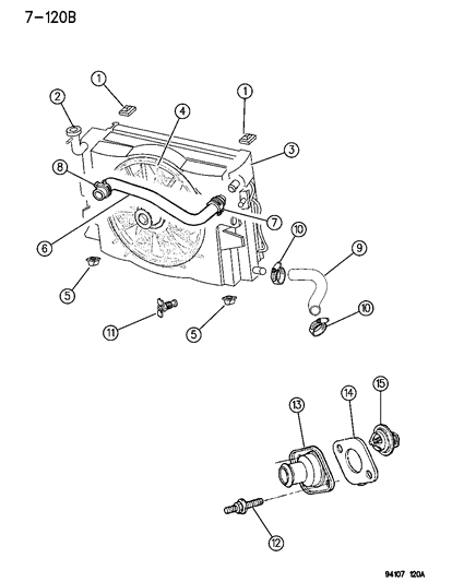 1994 Chrysler Town & Country Radiator & Related Parts Diagram 1