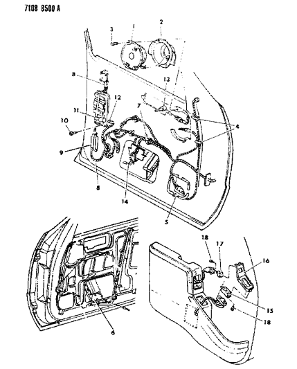 1987 Chrysler LeBaron GTS Wiring & Switches - Front Door Diagram