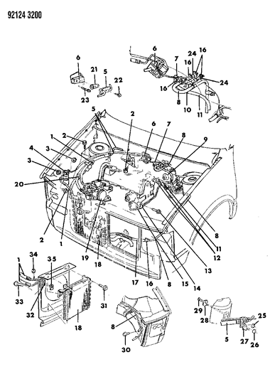 1992 Dodge Caravan Plumbing - A/C & Heater Diagram 1