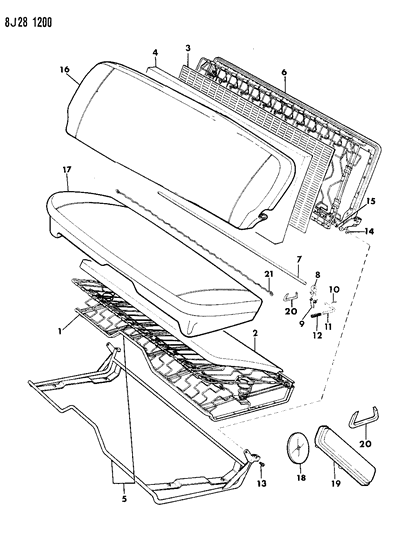 1988 Jeep J20 Frame, Pad, And Covers Bench Seat Diagram