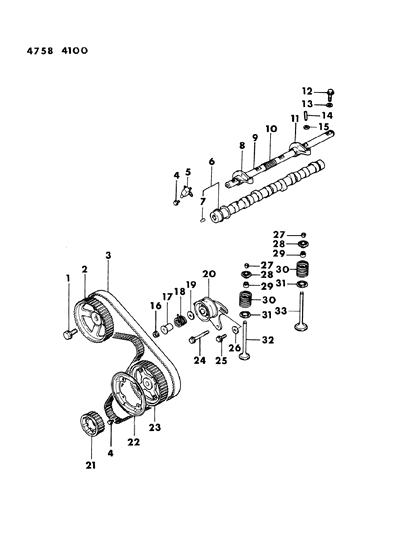 1984 Dodge Ram 50 Camshaft & Valves Diagram 1