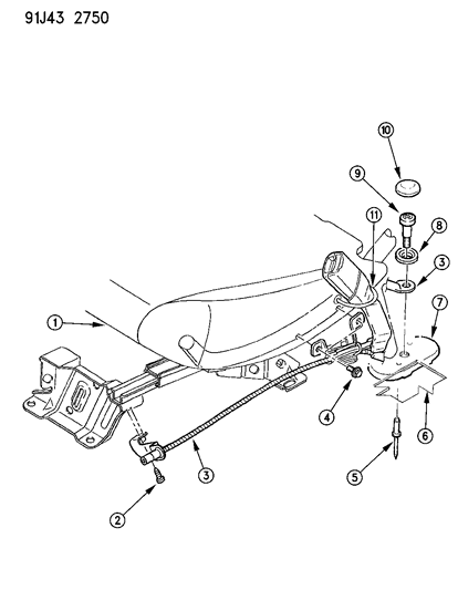 1993 Jeep Cherokee Seat Belts, Front Diagram