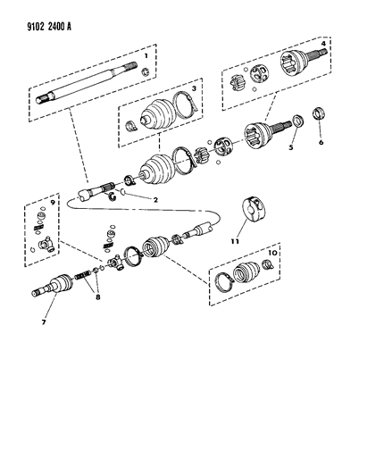 1989 Dodge Dynasty Shaft - Front Drive Diagram