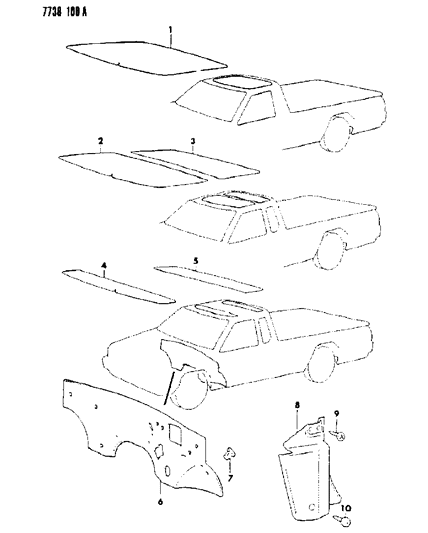 1987 Dodge Ram 50 Cowl Panel & Silencers Diagram