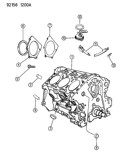 1992 Chrysler New Yorker Block-Long Block 3.3L E/W Diagram for R0633403