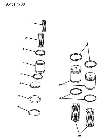 1993 Dodge Shadow Accumulator Piston & Spring Diagram