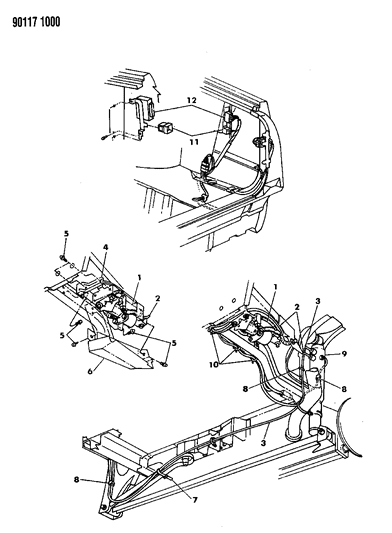 1990 Chrysler Imperial Electronic Leveling & Air Suspension Compressor & Lines Diagram