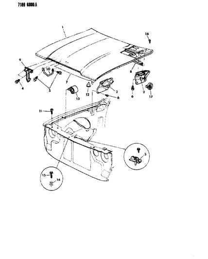 1987 Chrysler LeBaron Base Hood Diagram