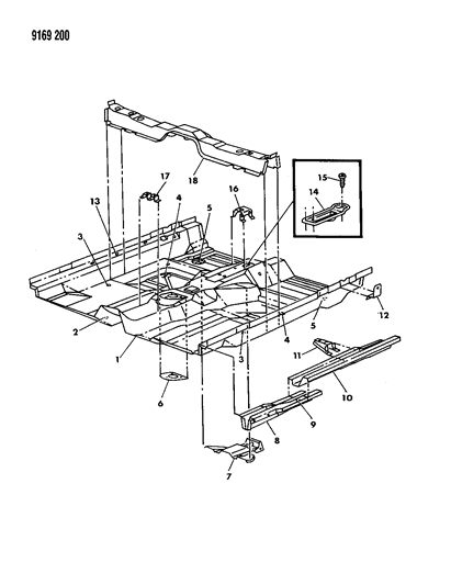 1989 Dodge Omni Floor Pan Front Diagram