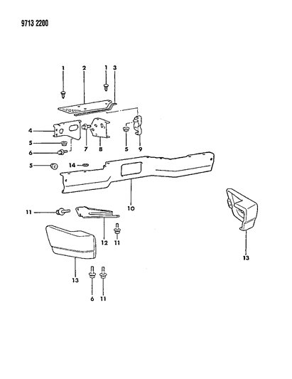 1989 Dodge Raider Bumper, Rear Diagram