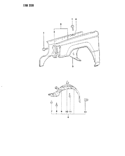 1987 Dodge Ram 50 Fender Front Diagram