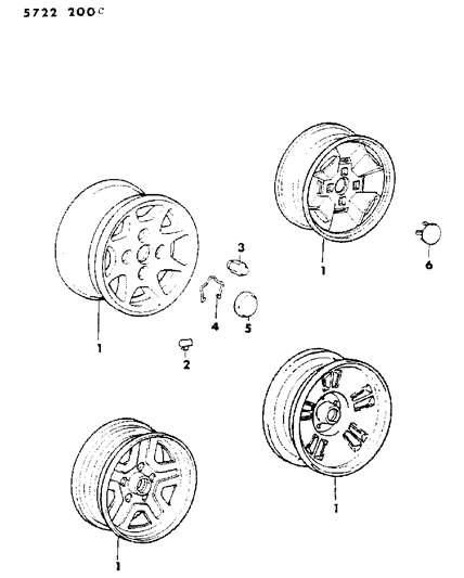 1986 Dodge Conquest Wheels & Covers Diagram