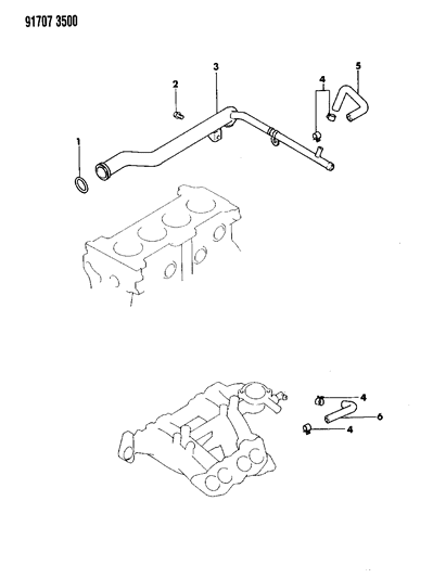 1991 Dodge Colt Water Hose & Pipe Diagram