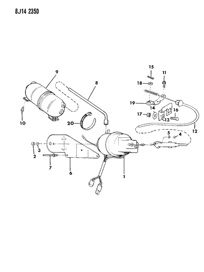 1989 Jeep Cherokee Speed Control - Engine Compartment Components Diagram 2