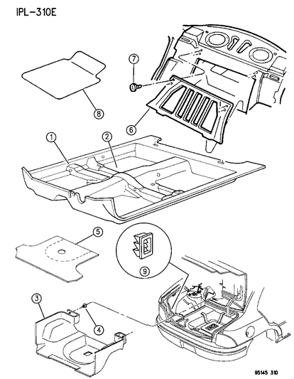 1995 Dodge Neon Carpet , Mats And Silencers Diagram