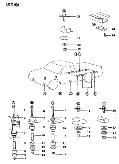 1992 Dodge Ram 50 Body Hold Down Diagram