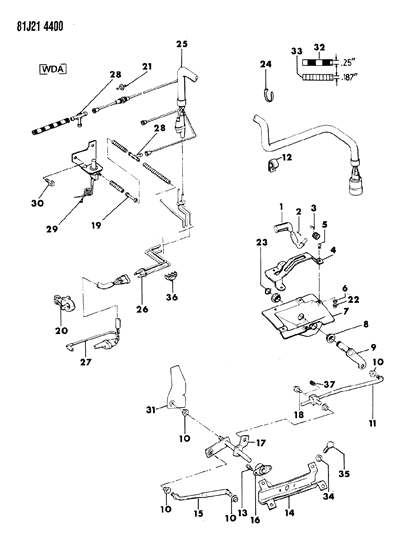 1986 Jeep Wagoneer Controls, Transfer Case Shift Diagram 2