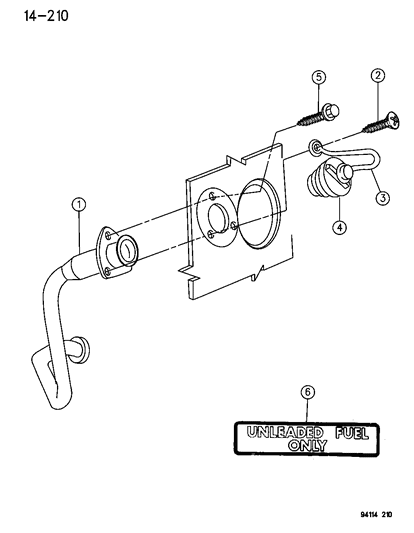 1994 Chrysler LeBaron Fuel Tank Filler Tube Diagram