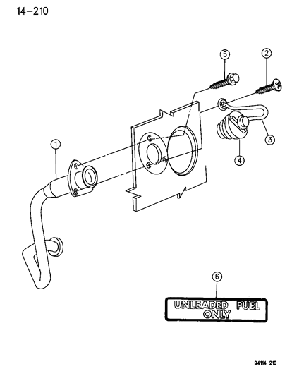1994 Chrysler LeBaron GTC Fuel Tank Filler Tube Diagram
