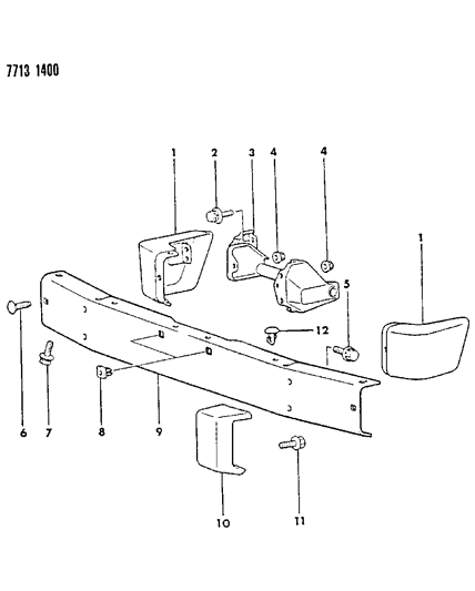 1987 Dodge Raider Bumper, Front Diagram