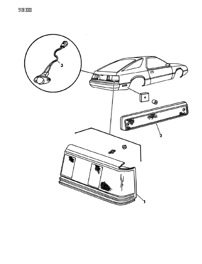 1985 Dodge Daytona Lamps & Wiring - Rear Diagram 2