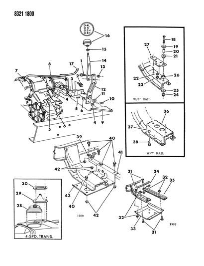 1989 Dodge D350 Controls & Mounting, Transfer Case Diagram 1