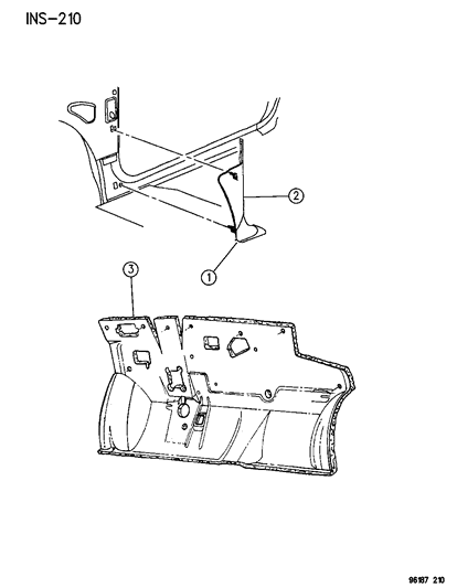 1996 Dodge Grand Caravan Cowl Panel & Silencers Diagram