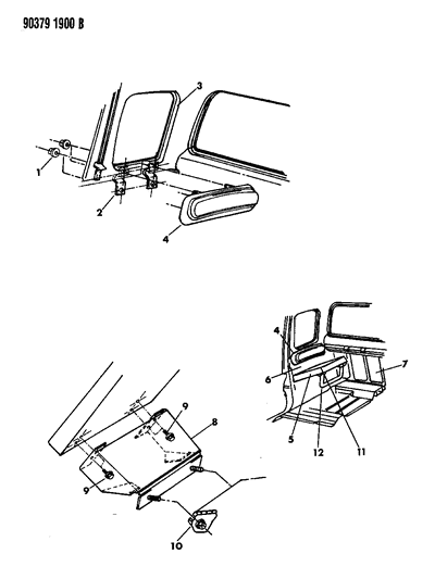 1992 Dodge D250 Panel-Quarter Window Trim -Rt Diagram for 5BK00KS8