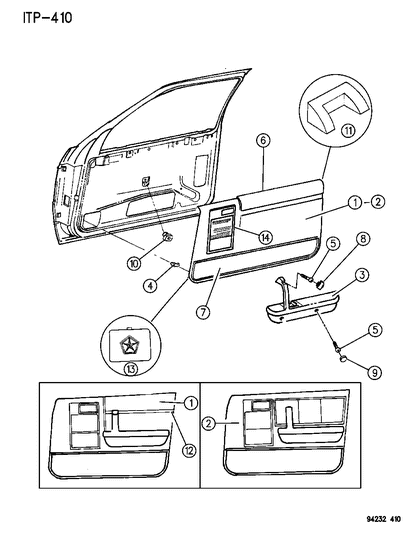 1994 Dodge Shadow Door Trim Panel Diagram 1